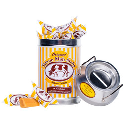 Продуктови Категории Шоколади Muh-Muhs Меки карамели с мляко и масло в метална кутия , касичка 250 гр